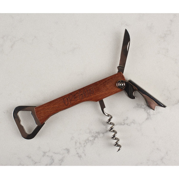 Wooden Oregon Wine Key Open