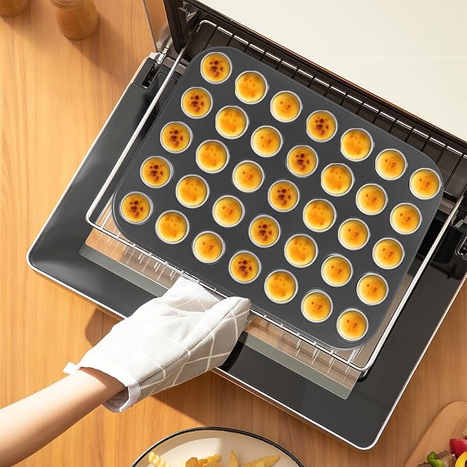 Wuqoioo Muffin Pan, 2 Pcs 35 Cup Cupcake Pan Muffin Tin Non Stick Muffin Pan Steel Mini Muffin Tin For Baking Cheesecake Tailgate Party Supplies, Dishwasher Safe, 13.8 X 10.4 X 0.8 Inches