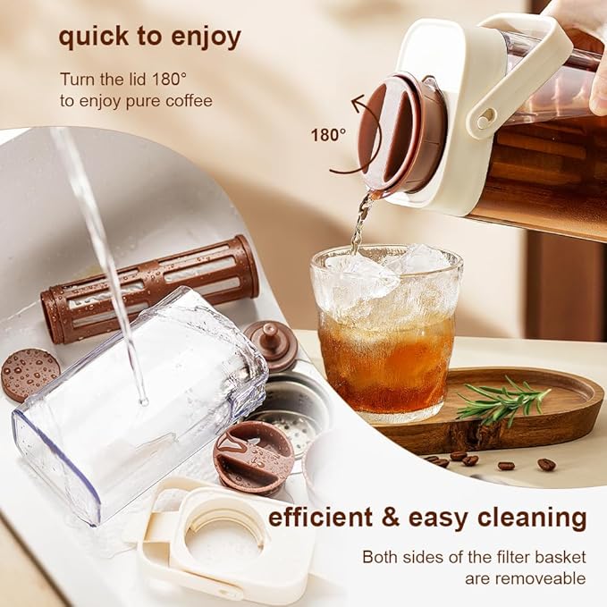 Xarfxco Cold Brew Coffee Maker, 40oz BPA-Free Iced Coffee and Tea Pitcher