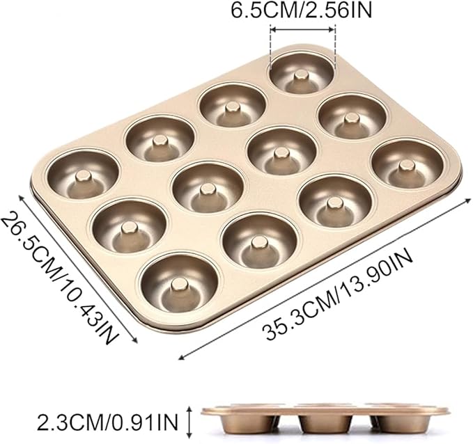 Yumatouch 12 Cavity Donut Baking Pans Nonstick Donut Pan Carbon Steel Ring Donut Baking Tins Doughnut Pans Donut Molds Baking Pan