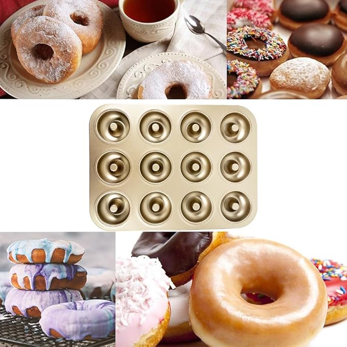 Yumatouch 12 Cavity Donut Baking Pans Nonstick Donut Pan Carbon Steel Ring Donut Baking Tins Doughnut Pans Donut Molds Baking Pan