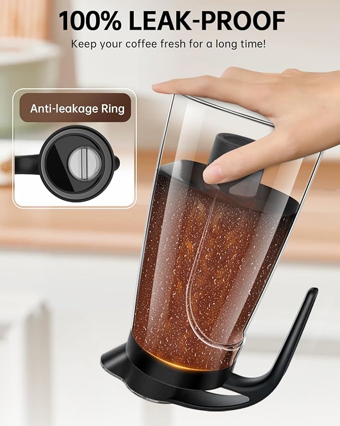 YURICK Cold Brew Coffee Maker, 70 oz (2100 ml) BPA Free Tritan Pitcher, Iced Coffee Maker and Tea Brewer, 100% Leak-Proof, Easy to Clean Reusable Mesh Filter, Black