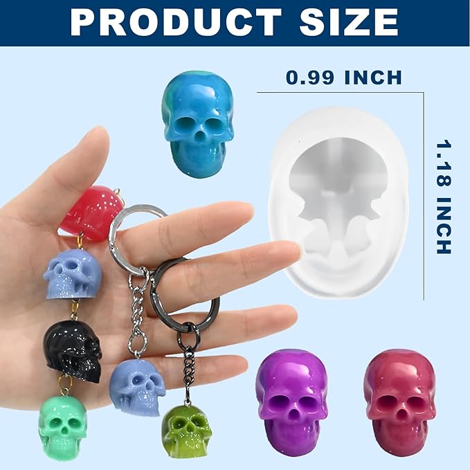 ZQYSING Skull Crafting Molds, Set of 10 Halloween Skull Resin Molds